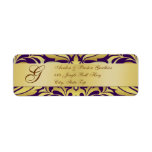 Purple Gold  Monogram Christmas Address Labels