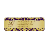 Purple Gold  Monogram Christmas Address Labels