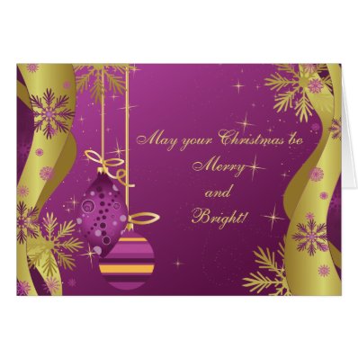 Purple Gold Ornaments Christmas Card