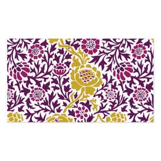 Purple & Gold Retro Floral Damask Business Card (back side)