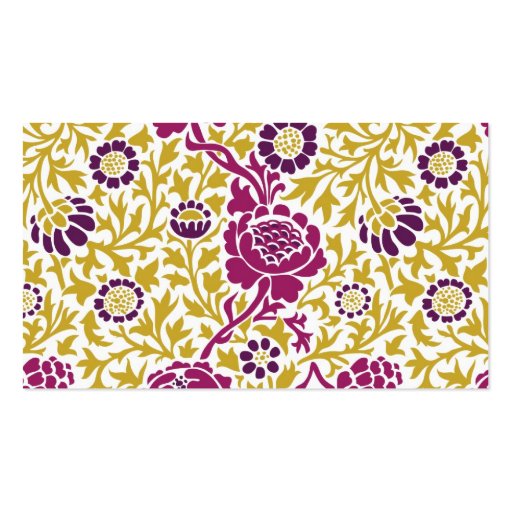 Purple & Gold Retro Floral Damask Business Cards (back side)