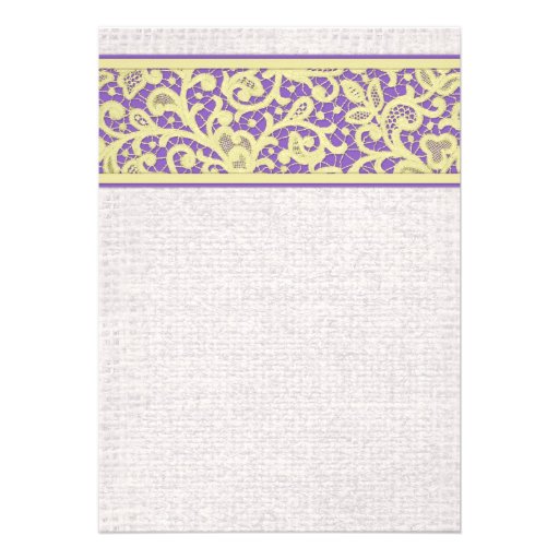 Purple Gold Rustic Burlap Wedding Invitations