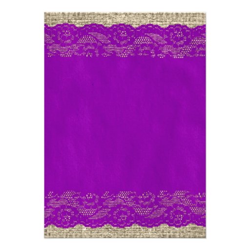 Purple & Gold Rustic Lace Wedding Invitations