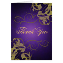 Purple & Gold Scroll Thank You Card