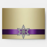 Purple Gold Snowflake Christmas A7 Envelope