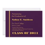 Purple Gold Stripe College Graduation Announcement invitation