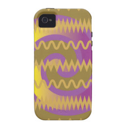 Purple Gold Swirls Waves Chevron Pattern Vibe iPhone 4 Cases
