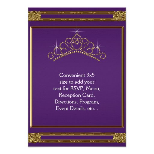 Purple Gold Tiara RSVP All Purpose Custom Invitations
