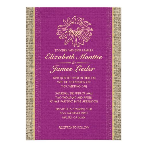 Purple & Gold Vintage Lace Wedding Invitations