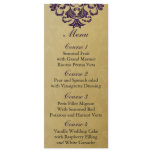 purple  gold Wedding menu Custom Rack Cards