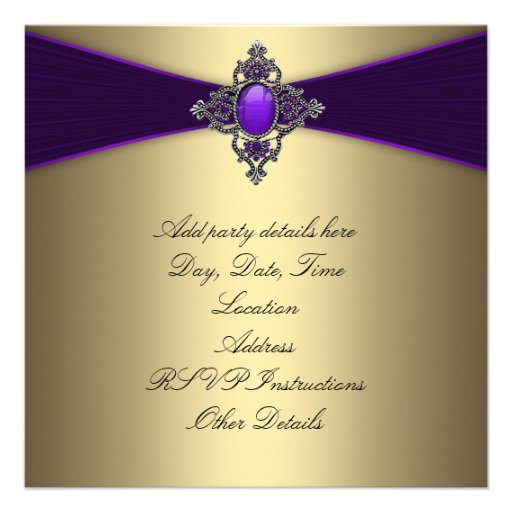 Purple Gold Womans 50th Birthday Party Custom Invite