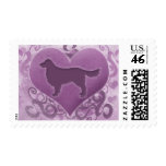 Purple Golden Retriever Valentine postage