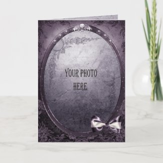Purple Gothic add your photo Winged Skull Frame card