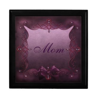Purple Gothic Bling & Bow Mom Jewelry Box zazzle_giftbox