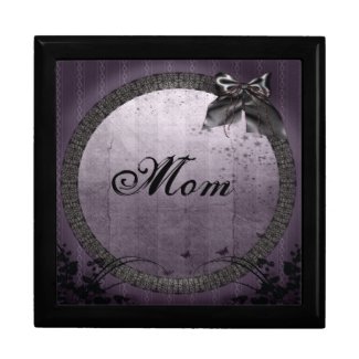 Purple Gothic Bow & Black Lace Mom Jewelry Box zazzle_giftbox