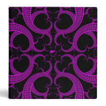 Purple Gothic Heart Fractal 3 Ring Binder