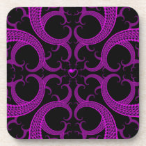 Purple Gothic Heart Fractal Coaster