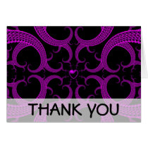 Purple Gothic Heart Fractal Thank You Card