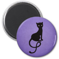 Purple Gracious Evil Black Cat Magnet