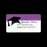Purple Graduation Cap Label labels