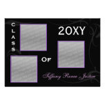 purple Graduation multi photo Invitation invitations