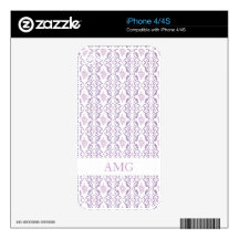 Purple Grape Vines Pattern iPhone 4S Skin