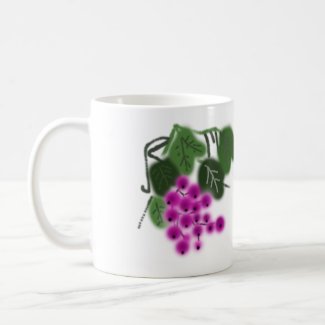 purple grapes and green leaves mug