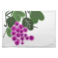 purple grapes and green leaves place mats