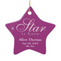 Purple gray a star is born baby name announcement ornament