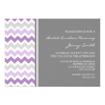 Purple Gray Chevron Bridal Lunch Invitation