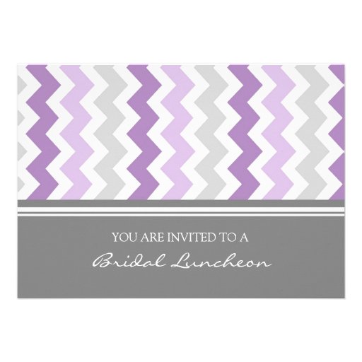 Purple Gray Chevron Bridal Lunch Invitation