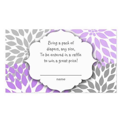 Purple Gray Dahlia raffle ticket or insert card Business Card Templates (front side)