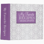 Purple & Gray Damask 2" Recipe Binder