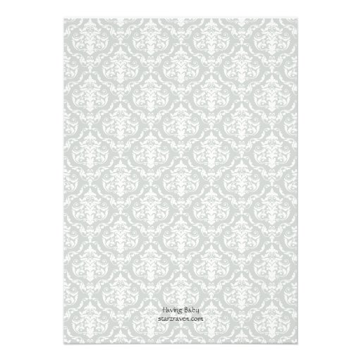 Purple & Gray Damask Baby Shower Invitations