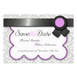 Purple & Gray Damask Save the Date Announcements