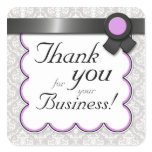 Purple & Gray Damask "Thank you for your Business" Sticker