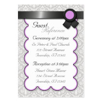 Purple & Gray Damask Wedding Guest Reference Cards business cards