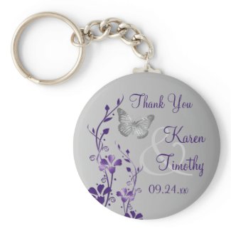 Purple, Gray Floral Butterflies Wedding Favor