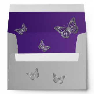 Purple, Gray Floral Butterfly Envelope for 5"x7"