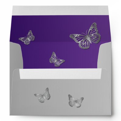 Purple, Gray Floral Butterfly Envelope for 5'x7'