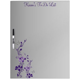 Purple, Grey Floral To Do List Dry Erase Board
