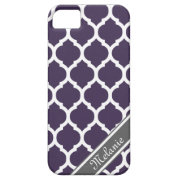 Purple & Gray Lattice Custom Name iPhone 5 Covers