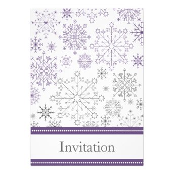 purple gray snowflake winter wedding invites