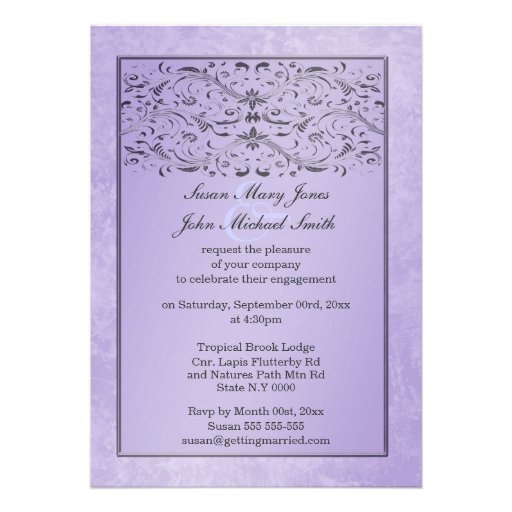 Purple gray wedding anniversary engagement invitations
