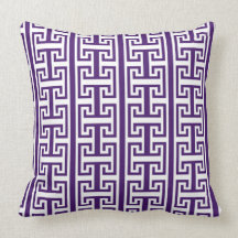 Purple Greek Key Throw Pillow