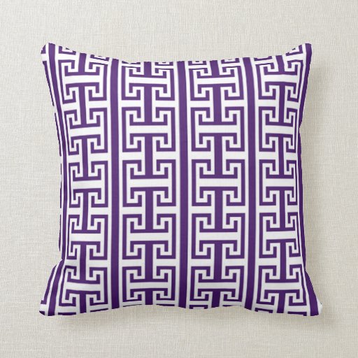 Purple Greek Key Throw Pillow Zazzle