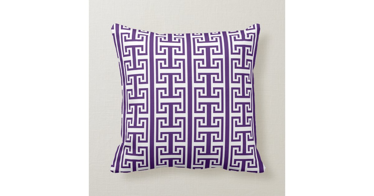 Purple Greek Key Throw Pillow Zazzle
