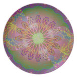 Purple Green Abstract Flower Plate