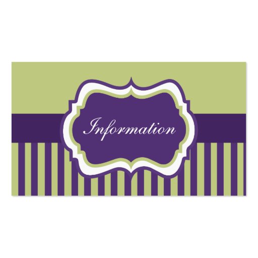 Purple, Green, and White Damask Enclosure Card Business Cards