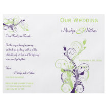 Purple, Green, and White Floral Wedding Program Custom Flyer